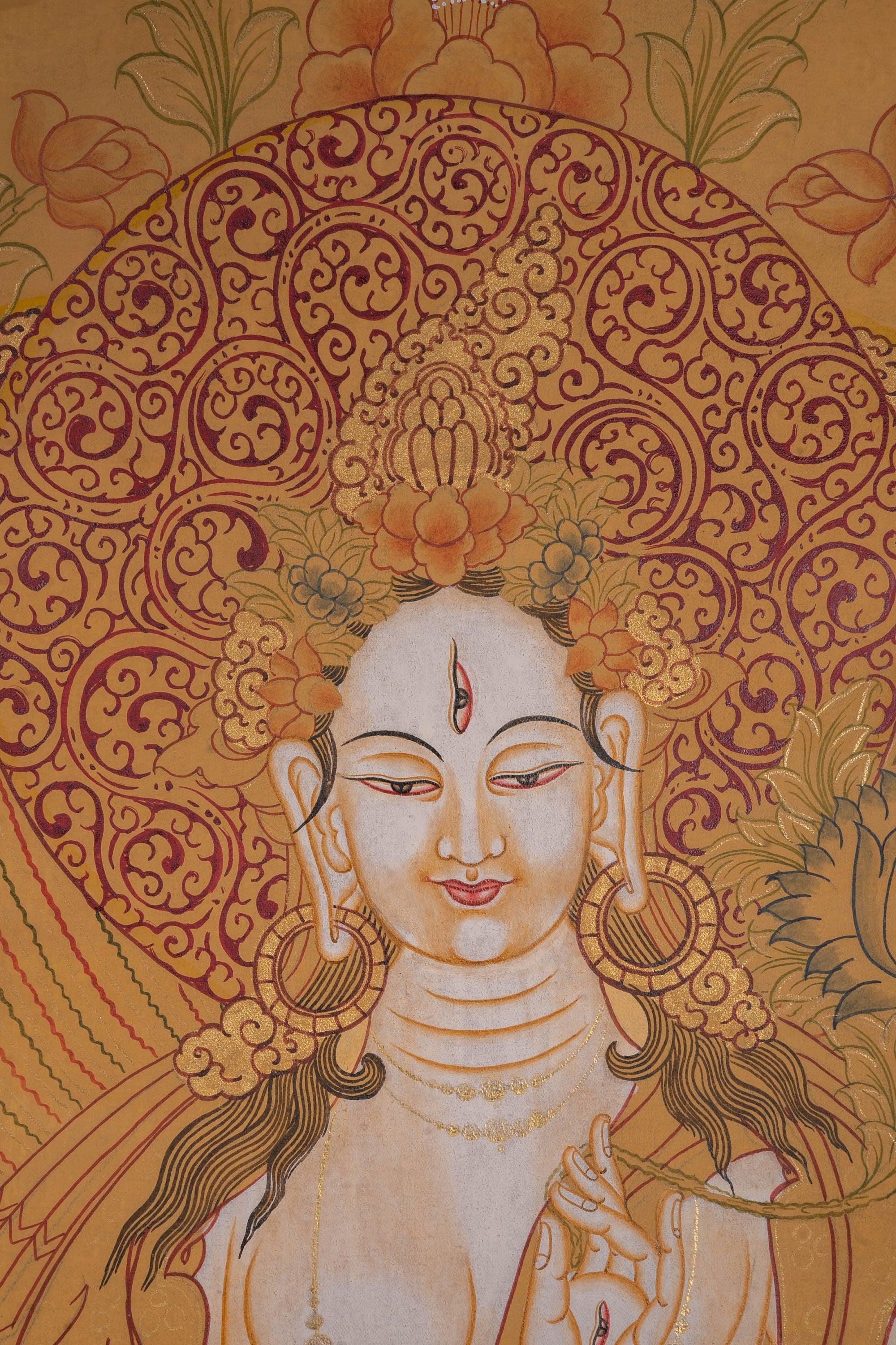 White Tara Tibetan Thangka Art