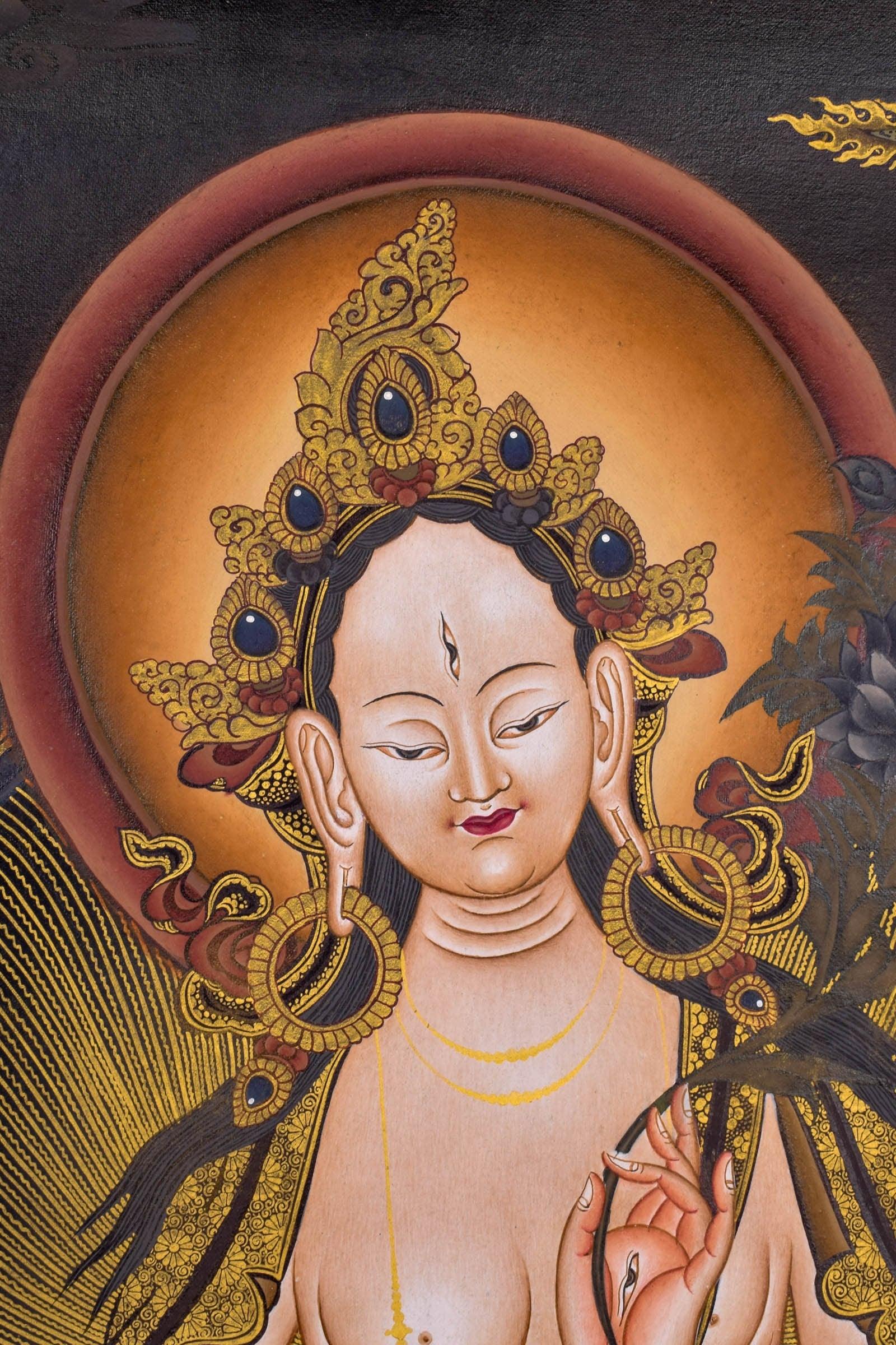 White Tara Thangka - Himalayas Shop