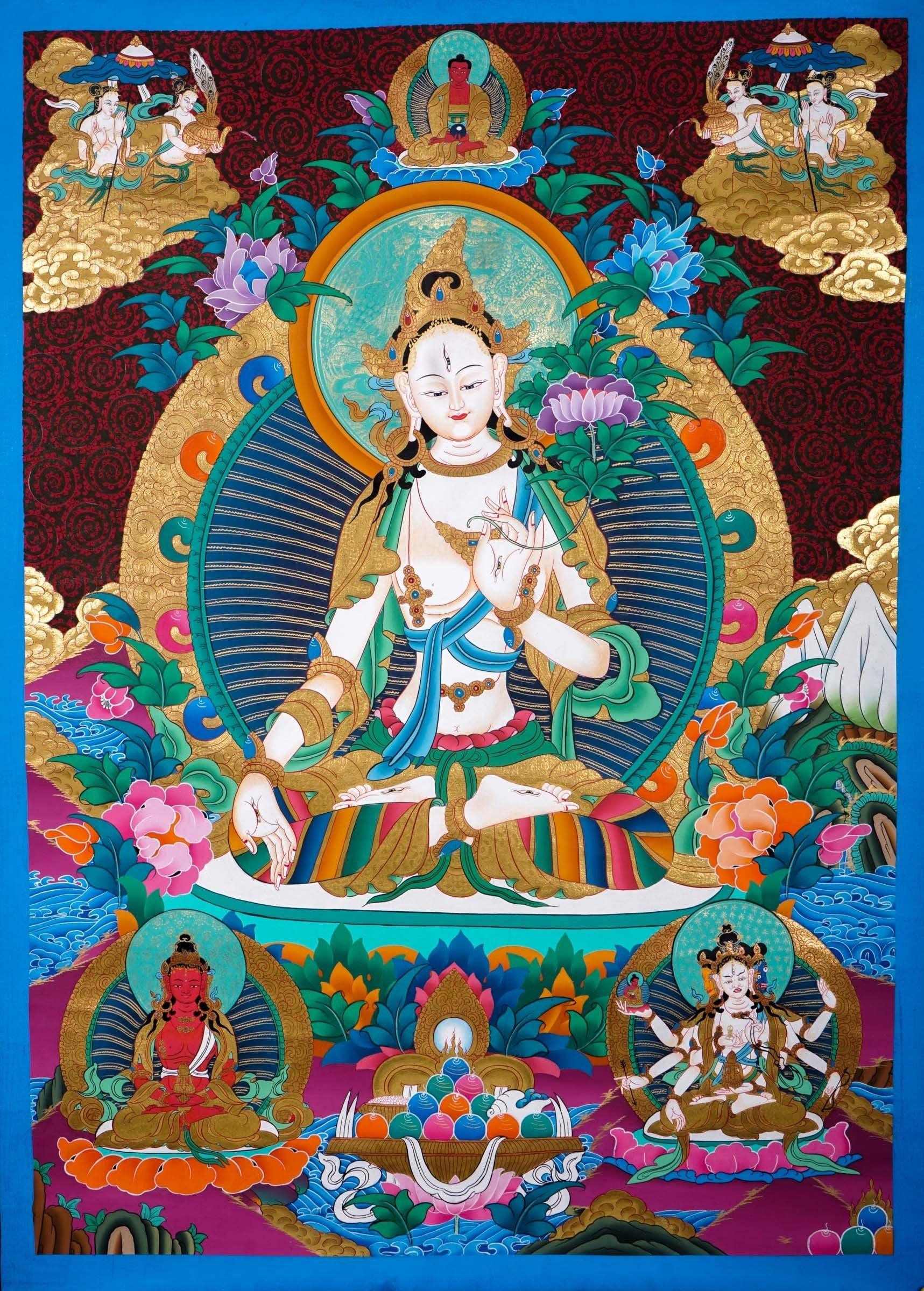 White Tara Thangka Painting For Meditational Practice and Spiritual Gifts