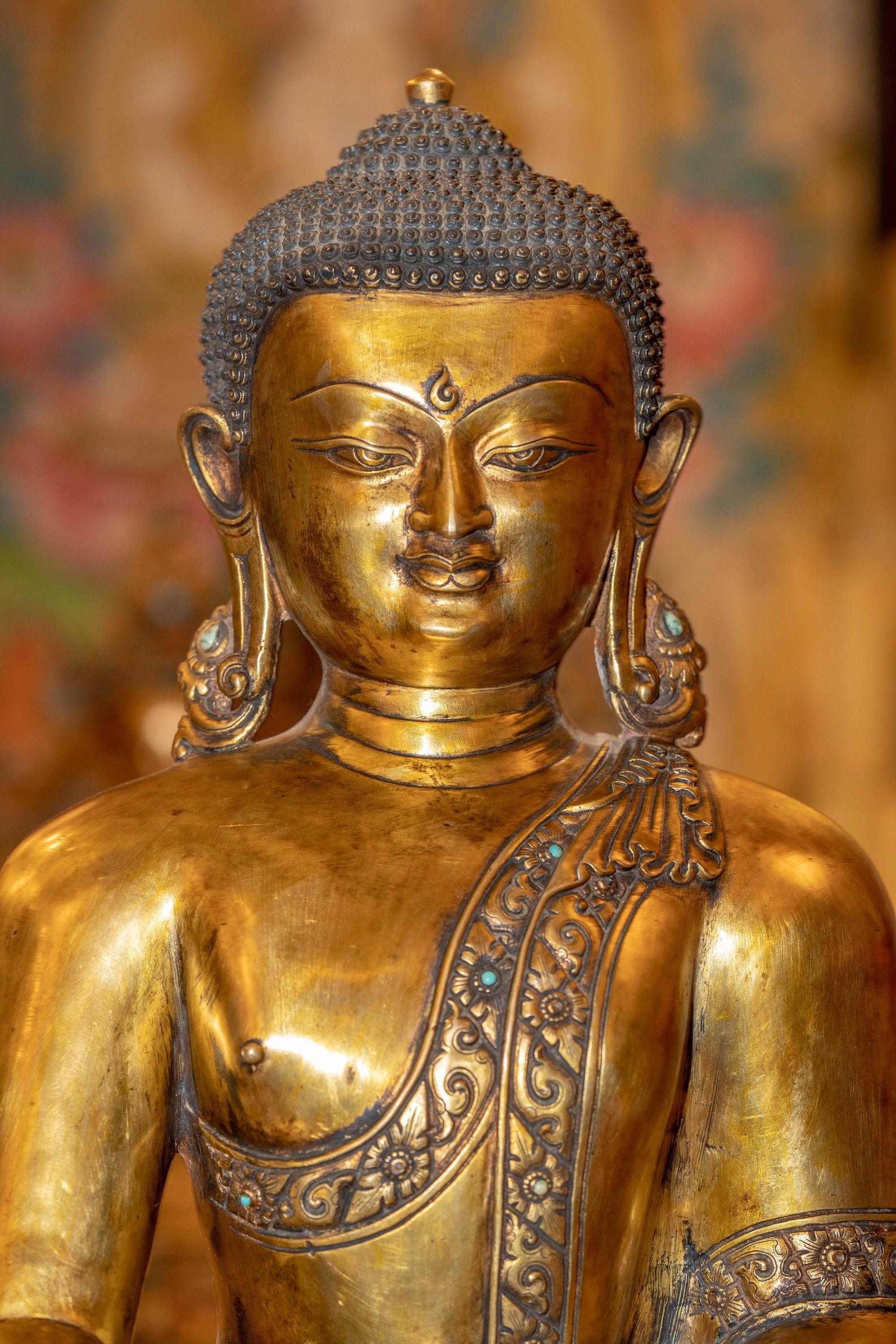 Gold Plated Shakyamuni Buddha Statue - Himalayas Shop