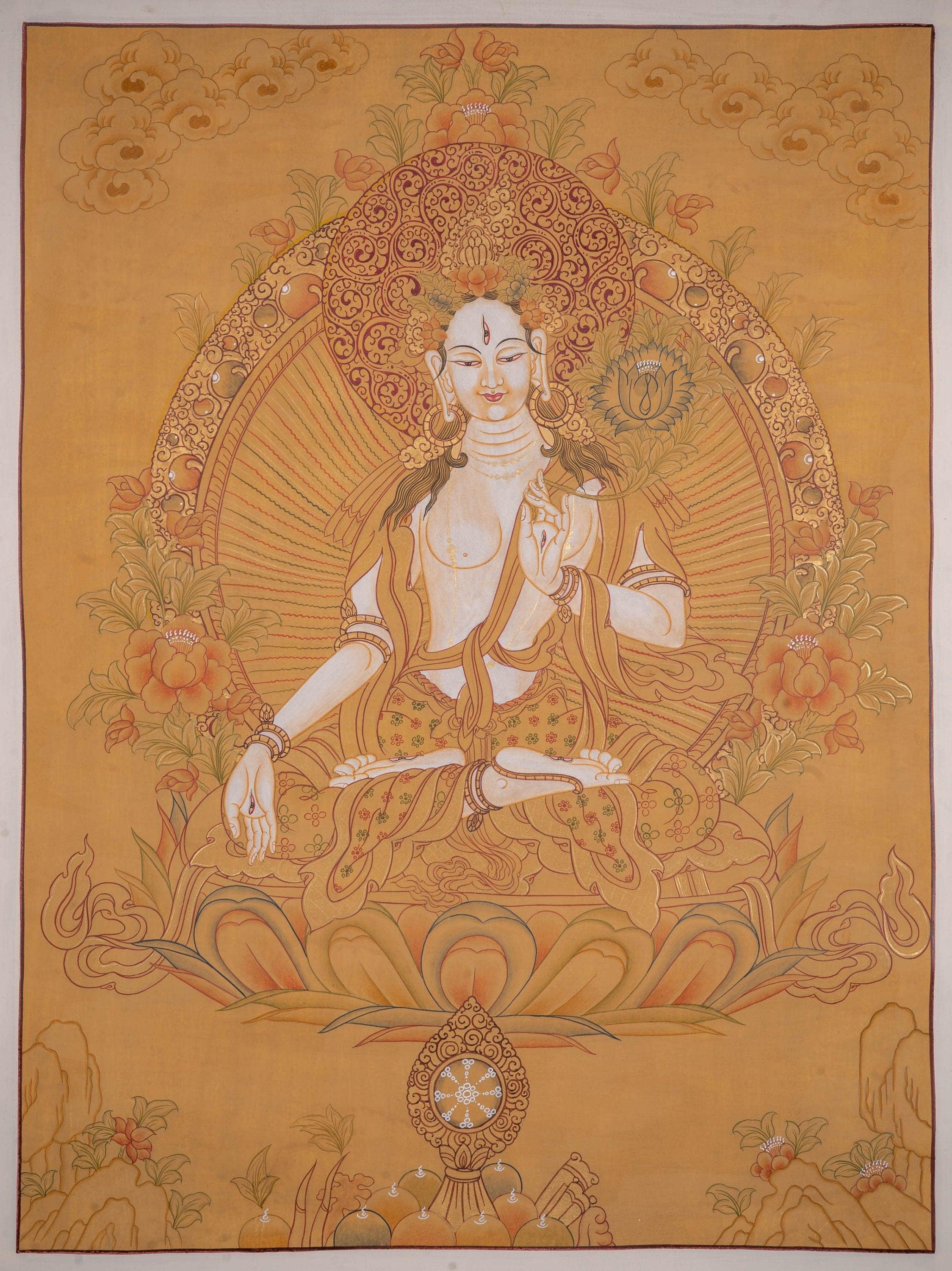 White Tara Tibetan Thangka Art