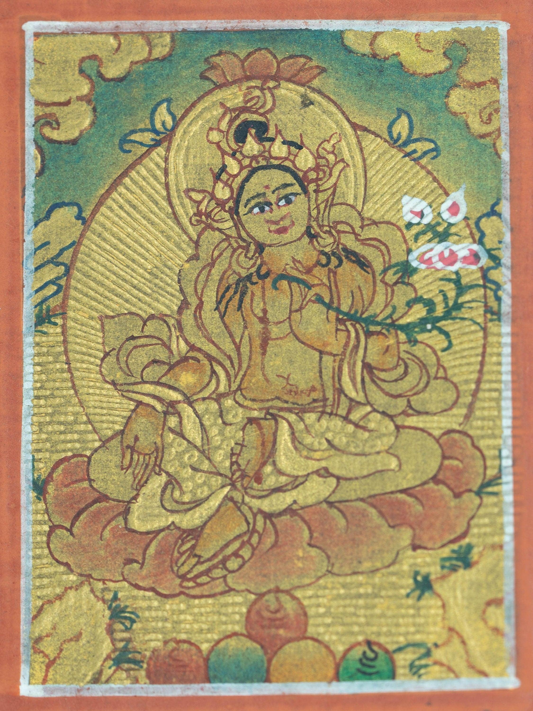 Green Tara ( Deity of Compassion ) Ghau Thangka - Himalayas Shop