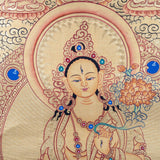 White Tara with Five Buddhas Thangka - Himalayas Shop
