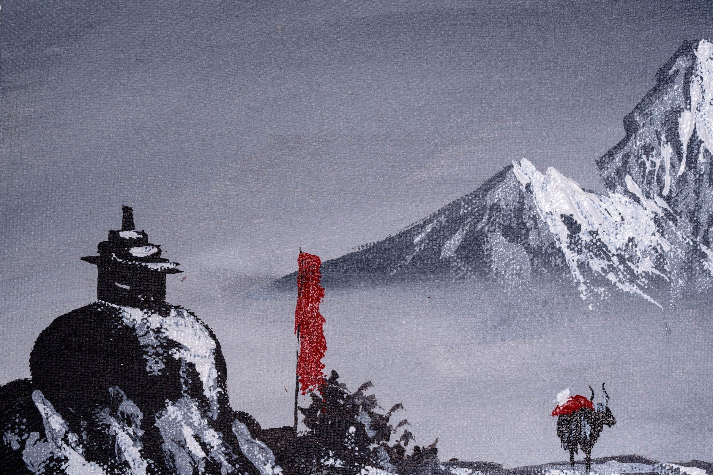 Mt. Ama Dablam Back View Oil Painting - Himalayas Shop