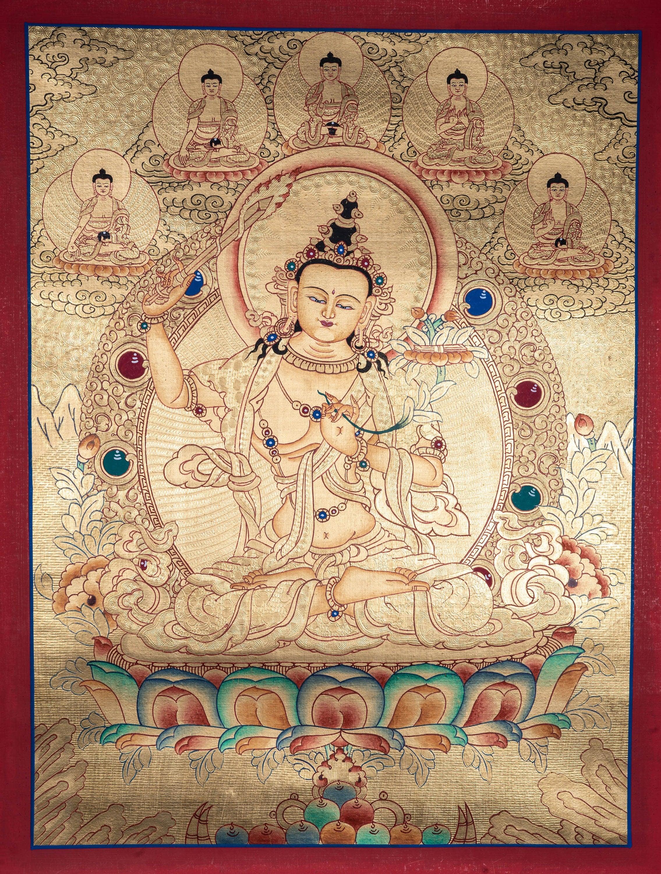 Lyap Manjushri Thangka Painting - Himalayas Shop