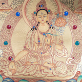 White Tara with Five Buddhas Thangka - Himalayas Shop
