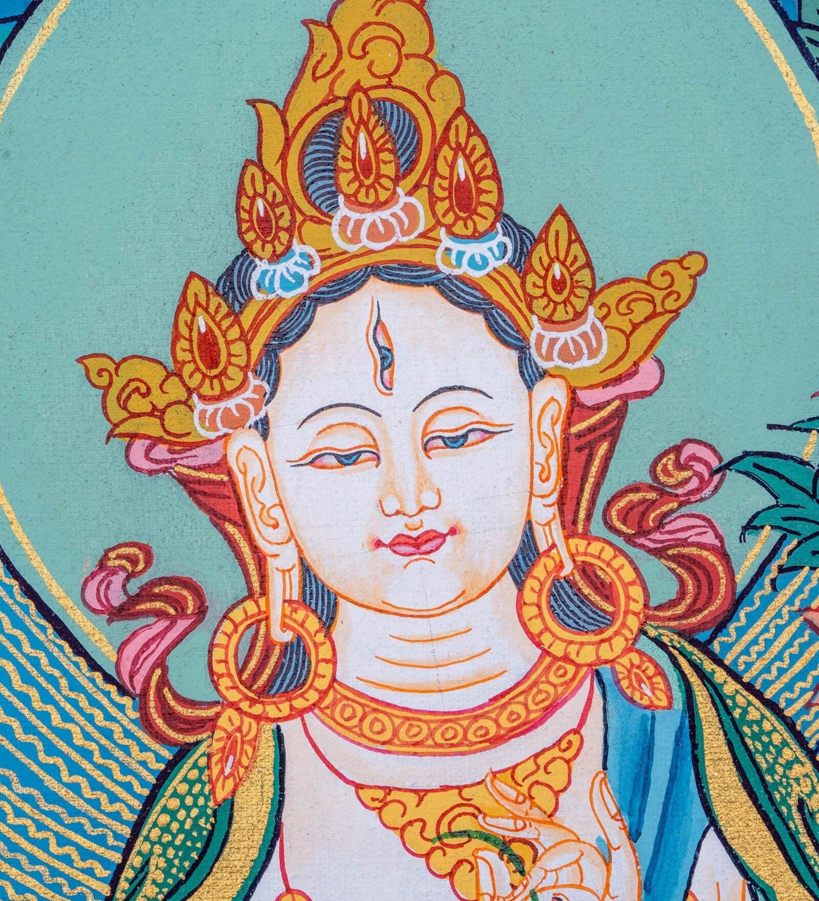 White Tara Thangka Painting - Himalayas Shop