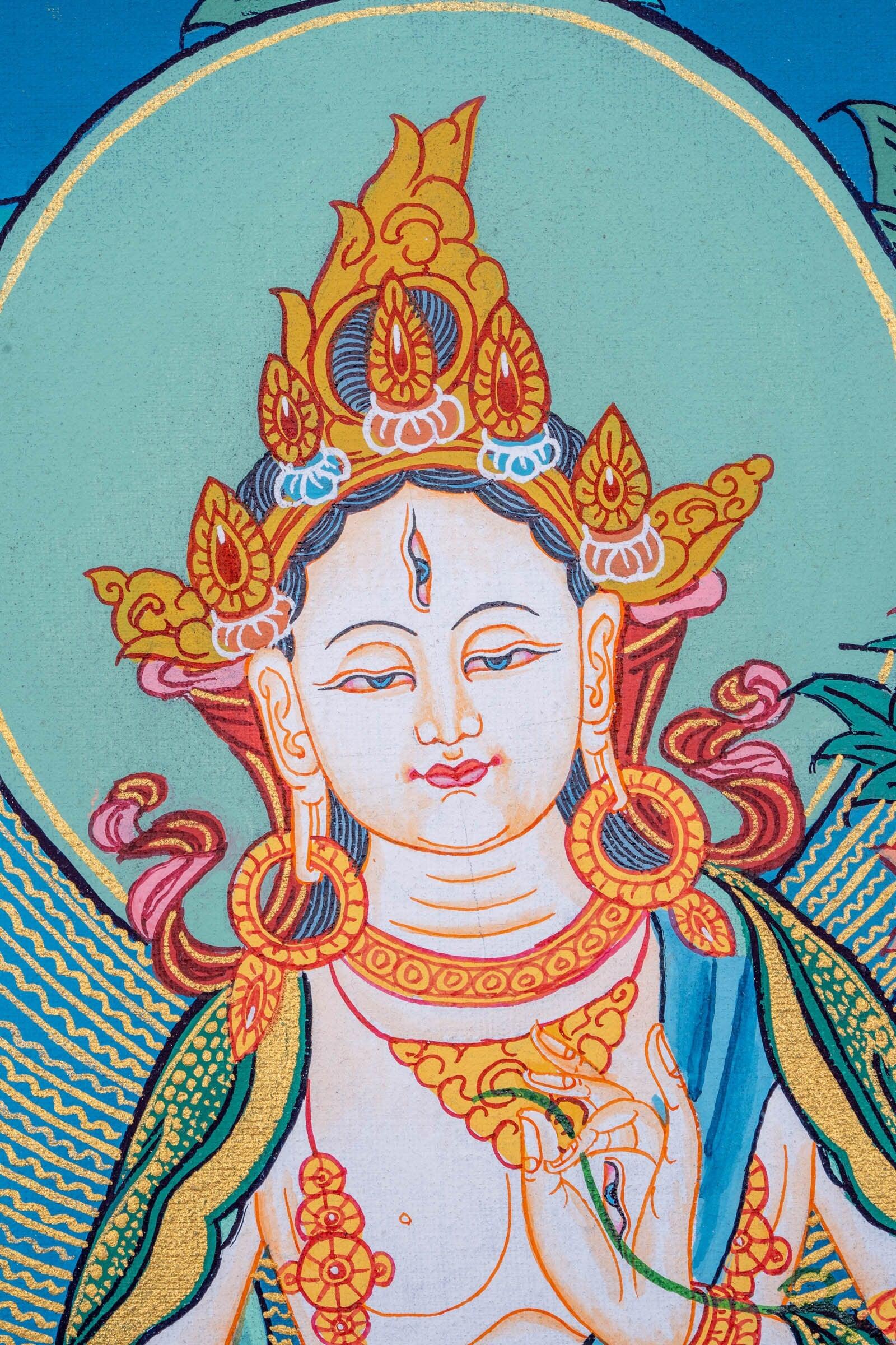 White Tara Thangka Painting - Himalayas Shop