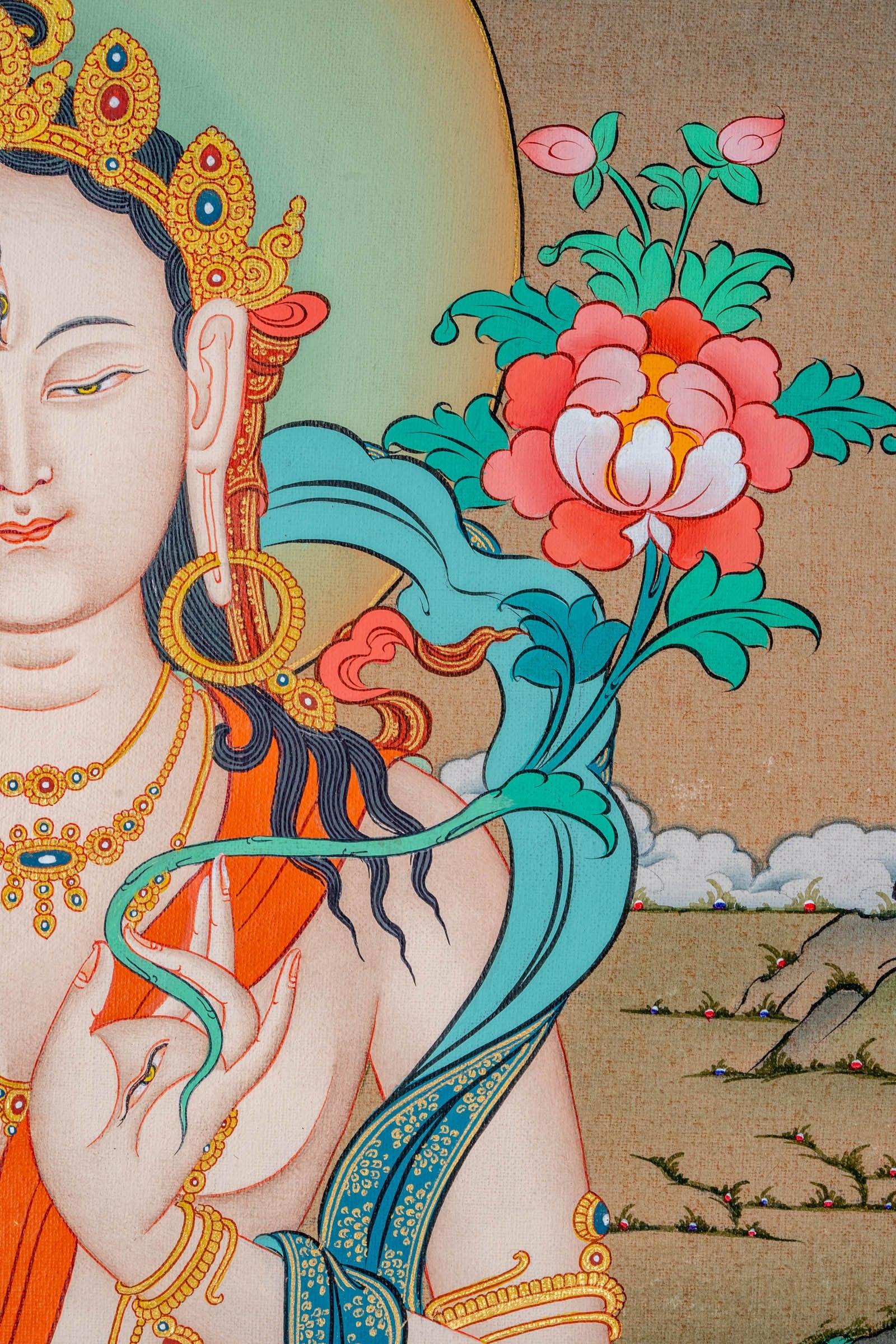 White Tara Thangka Painting - Himalayas Shop