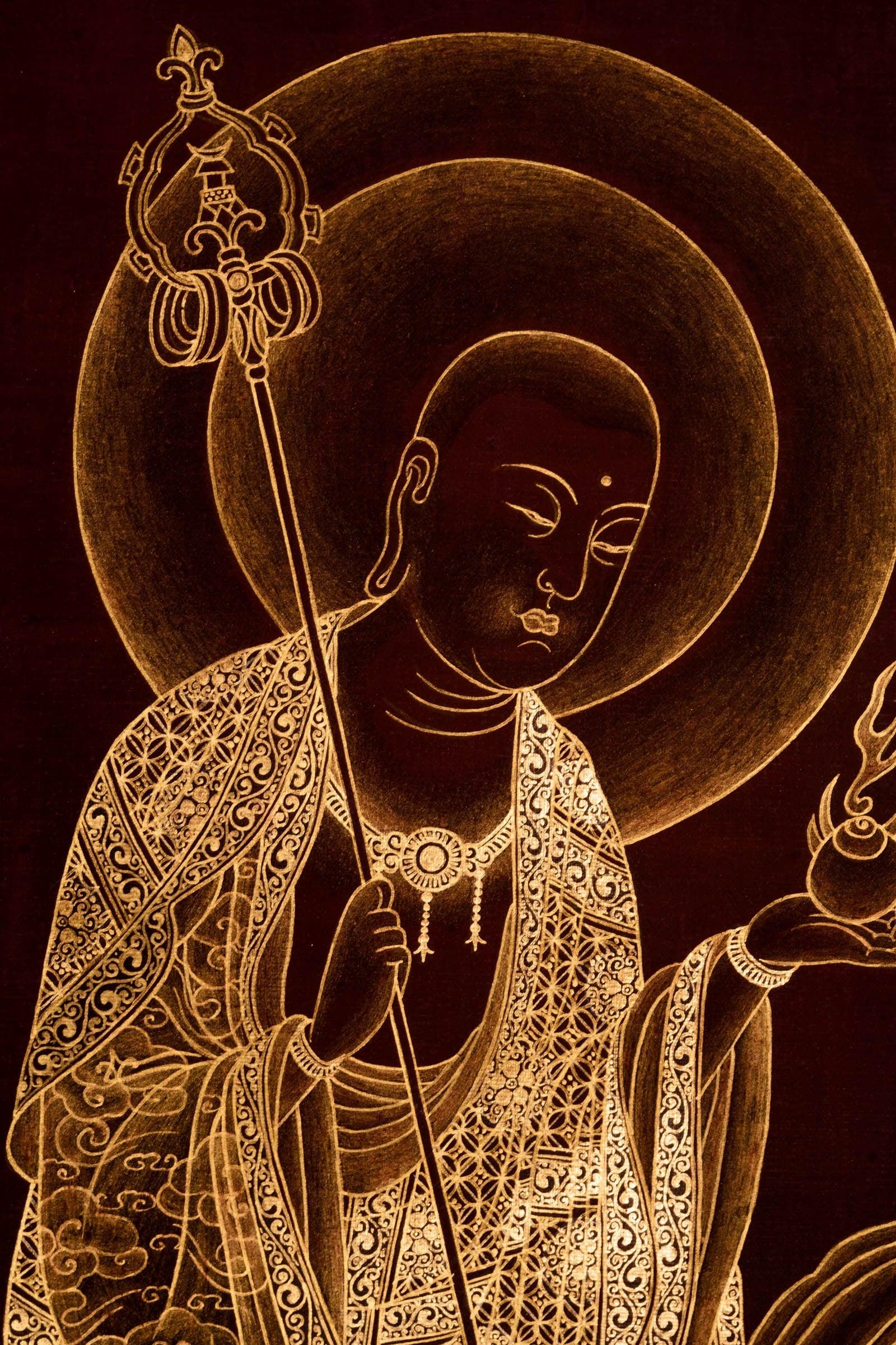 Ksitigarbha Bosatsu Thangka Painting - Himalayas Shop