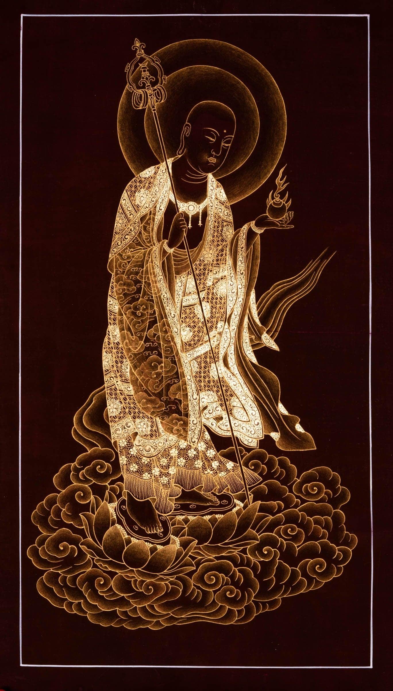 Ksitigarbha Bosatsu Thangka Painting - Himalayas Shop