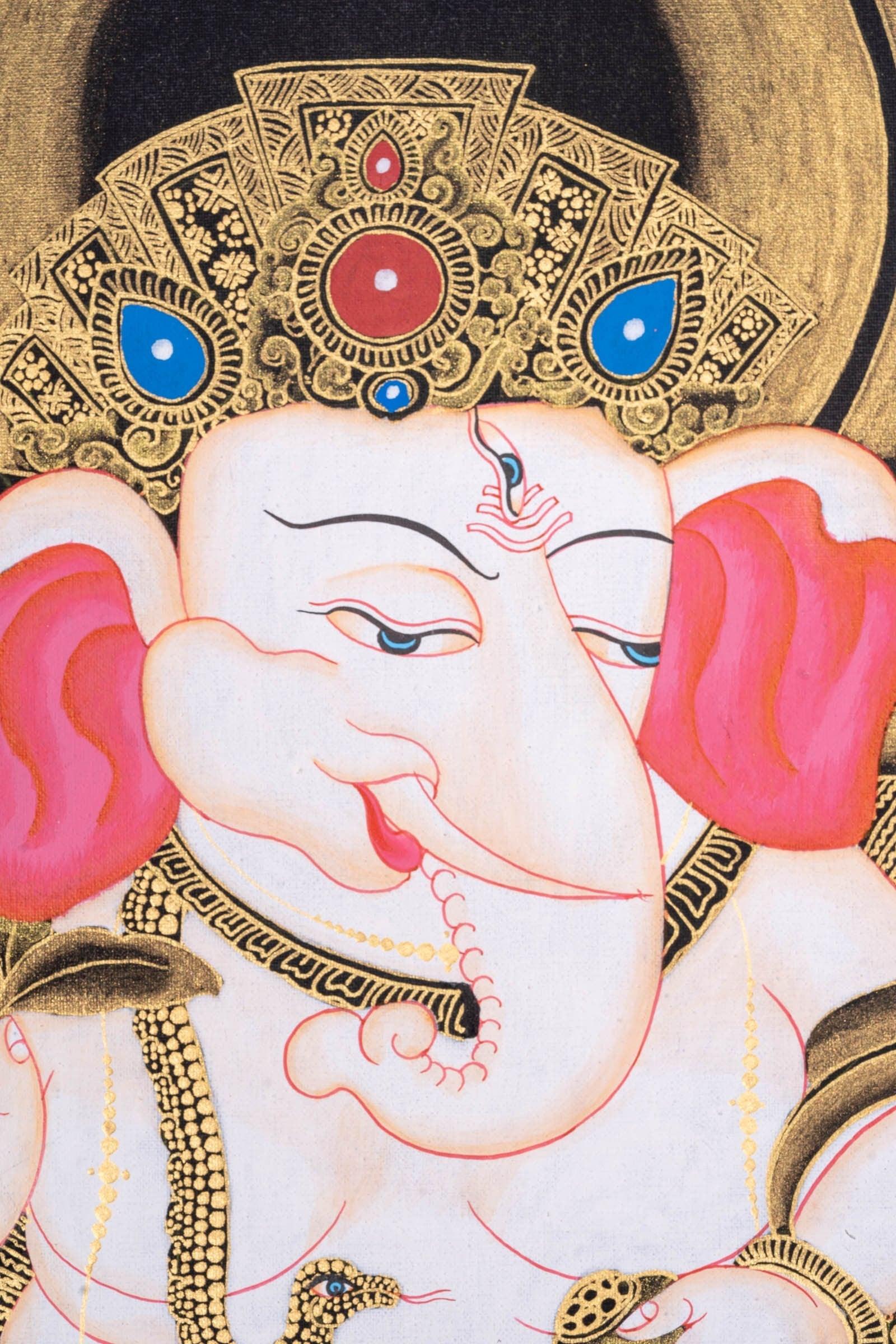 Handmade Shri Ganesh Thangka Painting