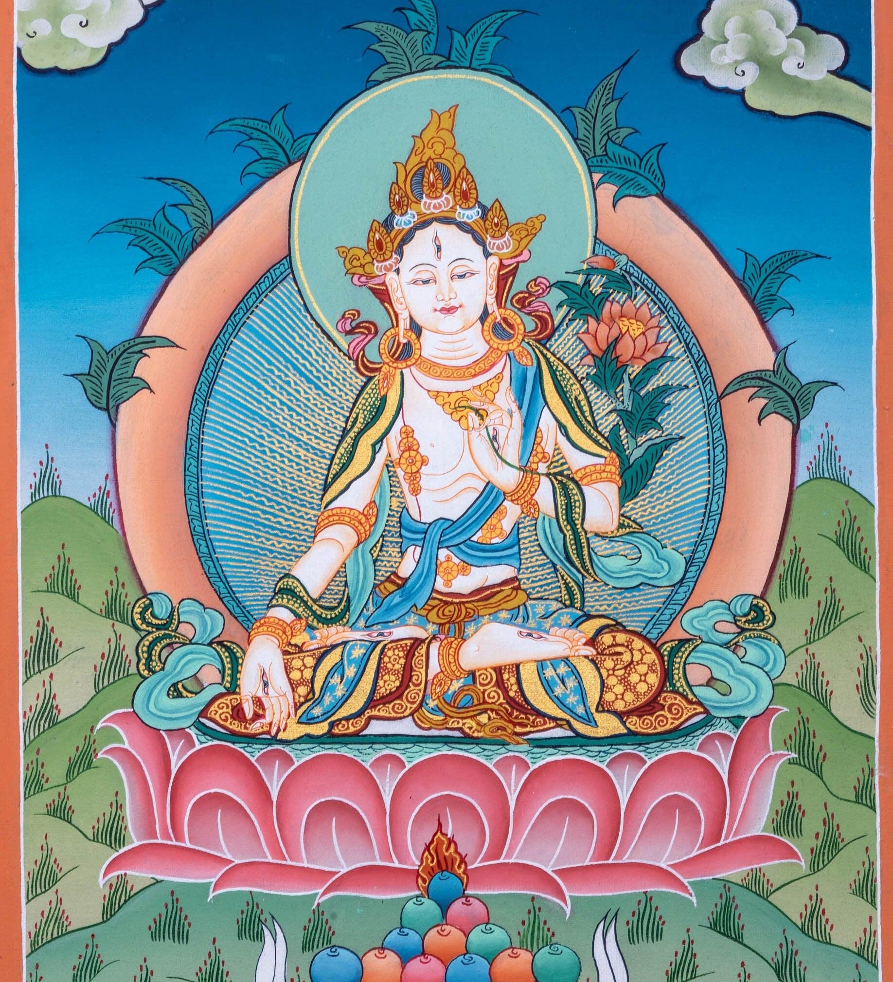 White Tara Thangka Painting - Himalayas Shop