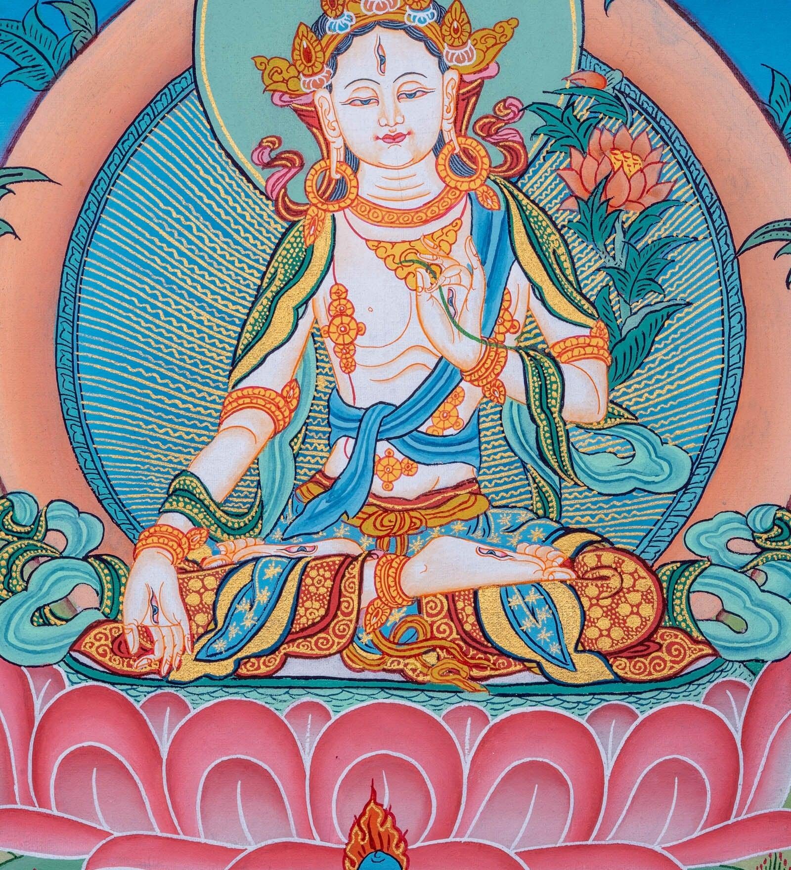 White Tara Thangka Painting - Himalayas Shop