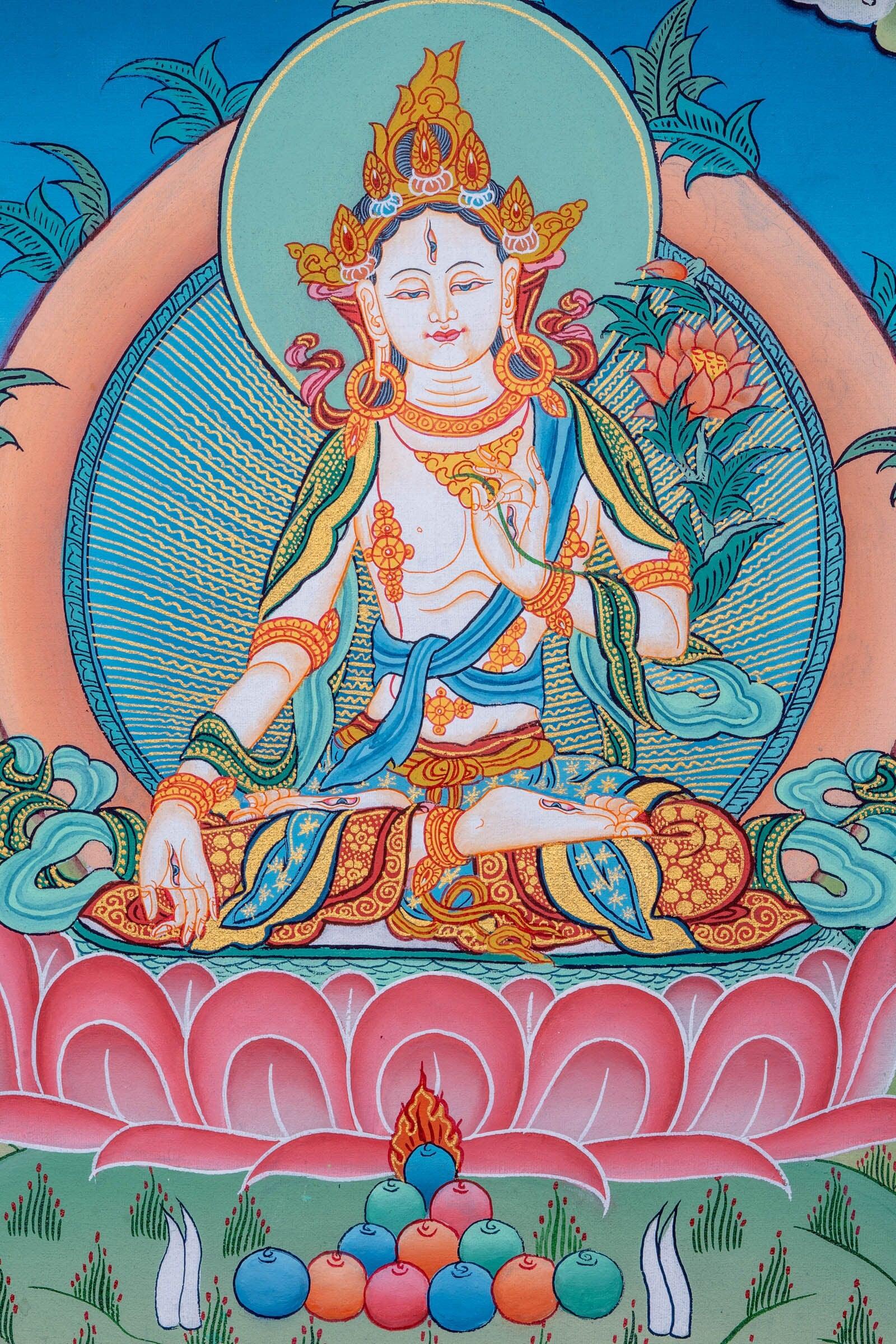 White Tara Thangka Painting - Himalayas Shop