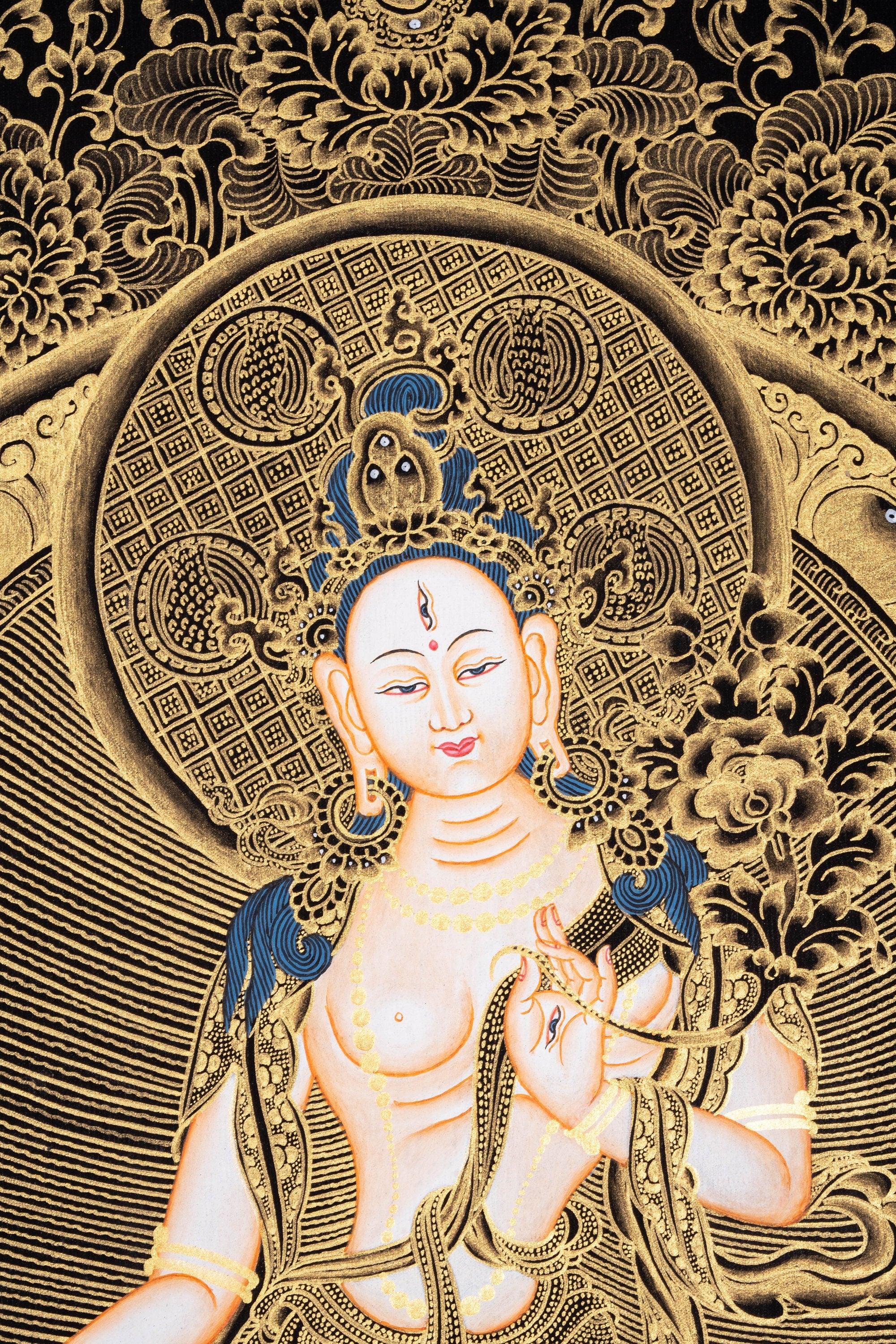 White Tara Thangka Art - Himalayas Shop