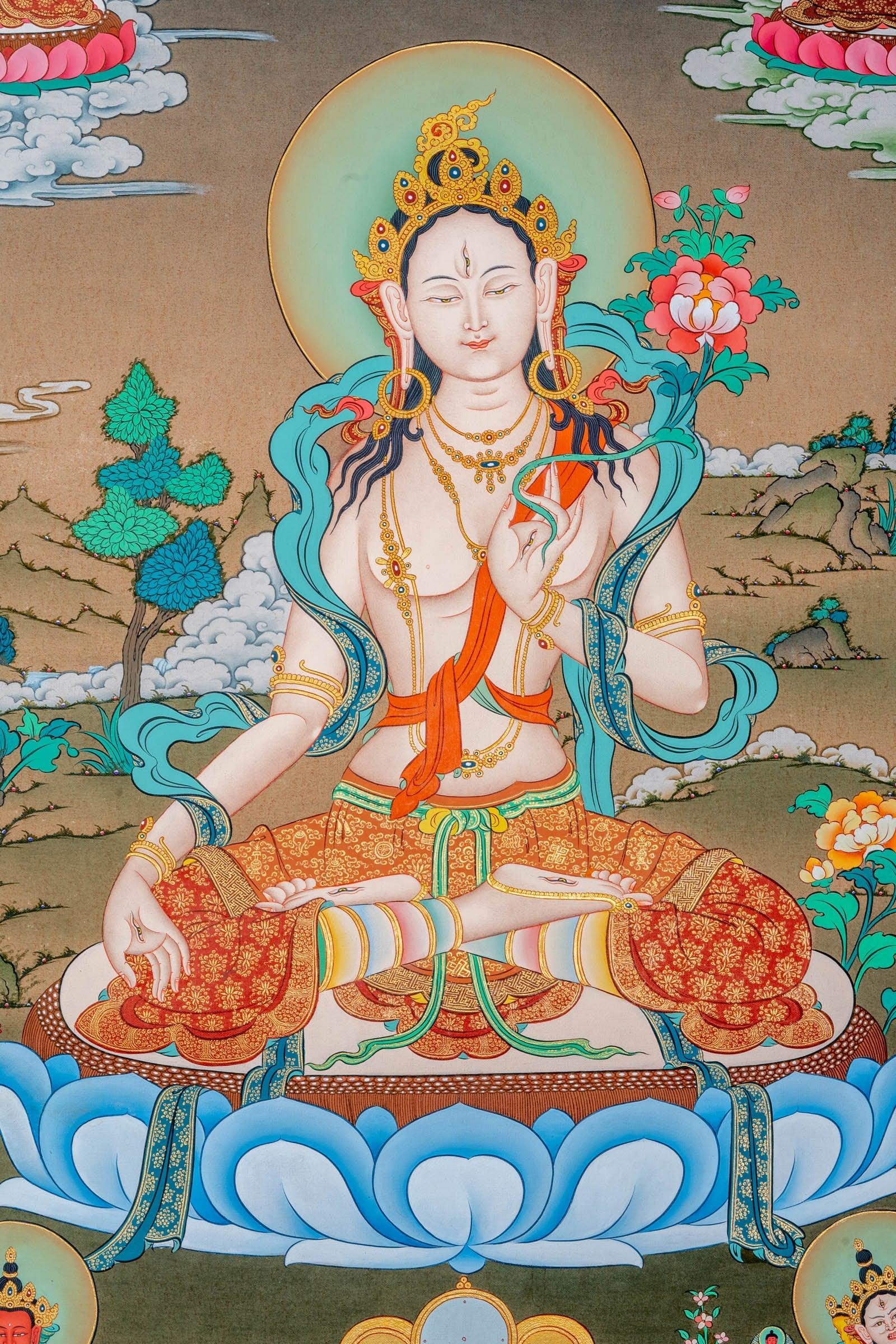White Tara Thangka Painting - Himalayas Shop