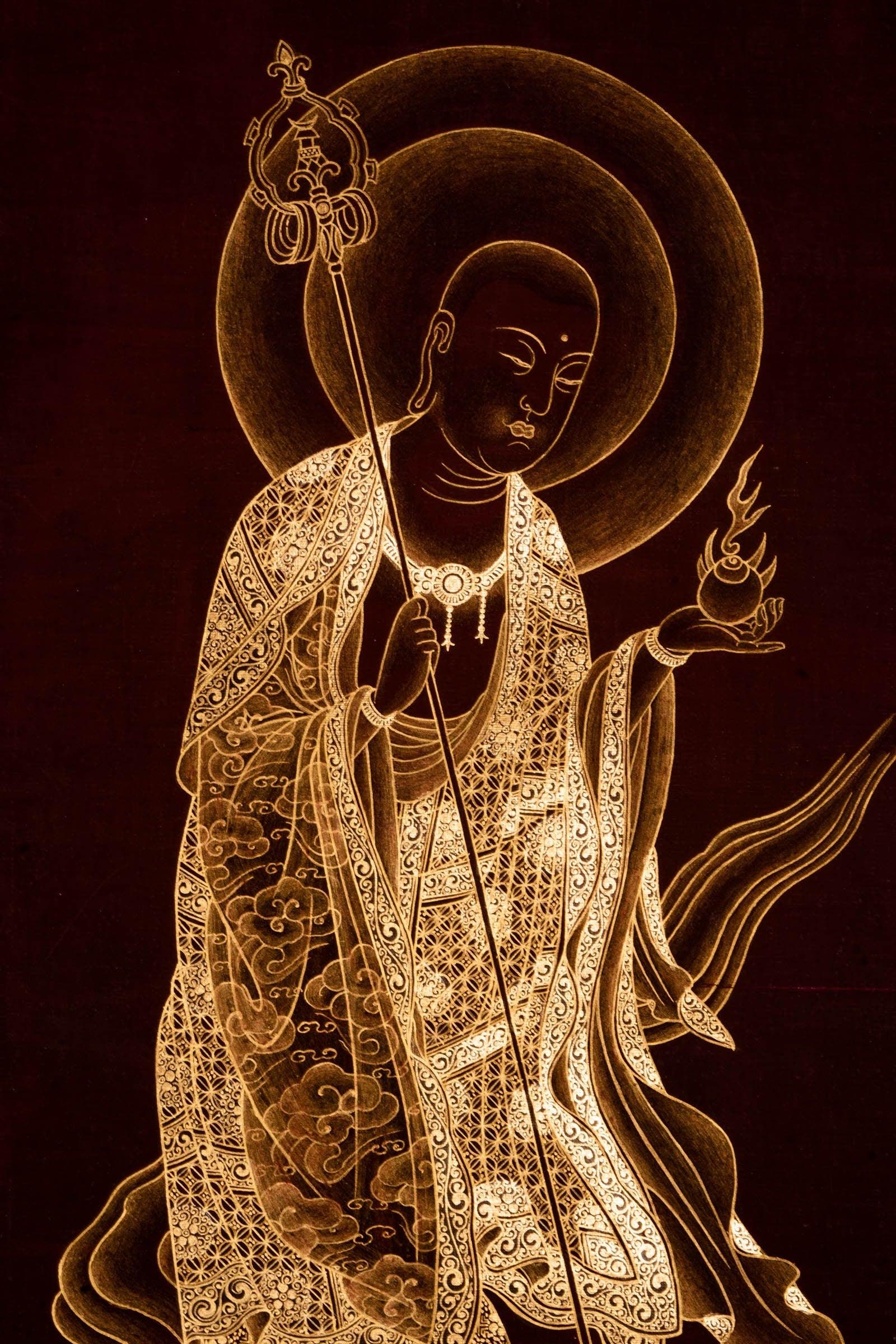 Ksitigarbha Bosatsu Thangka Painting - Himalayas Shop