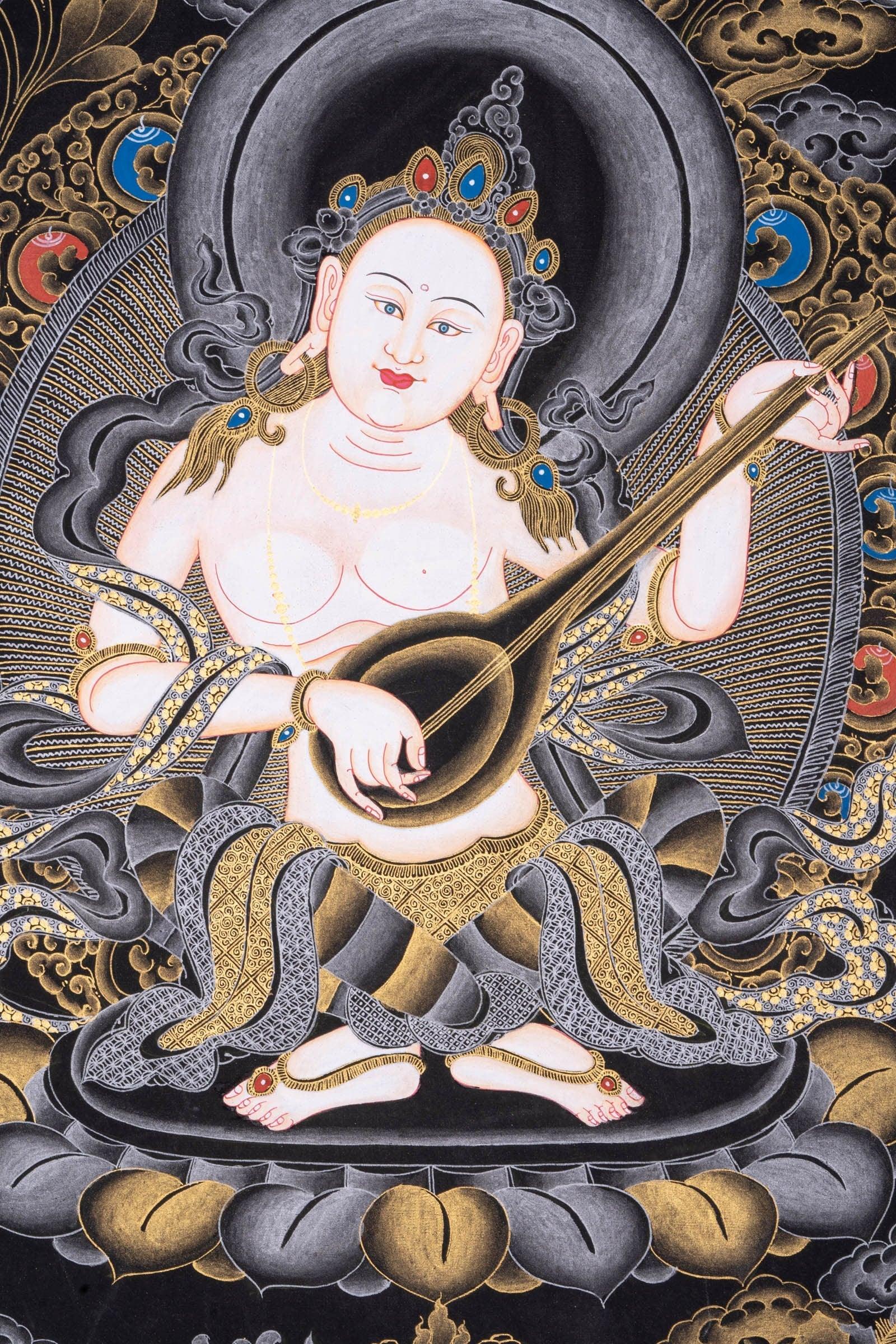 Handmade Thangka Painting of Saraswoti