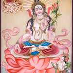 Newari White Tara Thangka Painting - Himalayas Shop