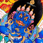 Thangka painting of Mahakala wrathful form of Avalokiteshvara in Tibetan Buddhism