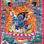 Thangka painting of Mahakala wrathful form of Avalokiteshvara in Tibetan Buddhism