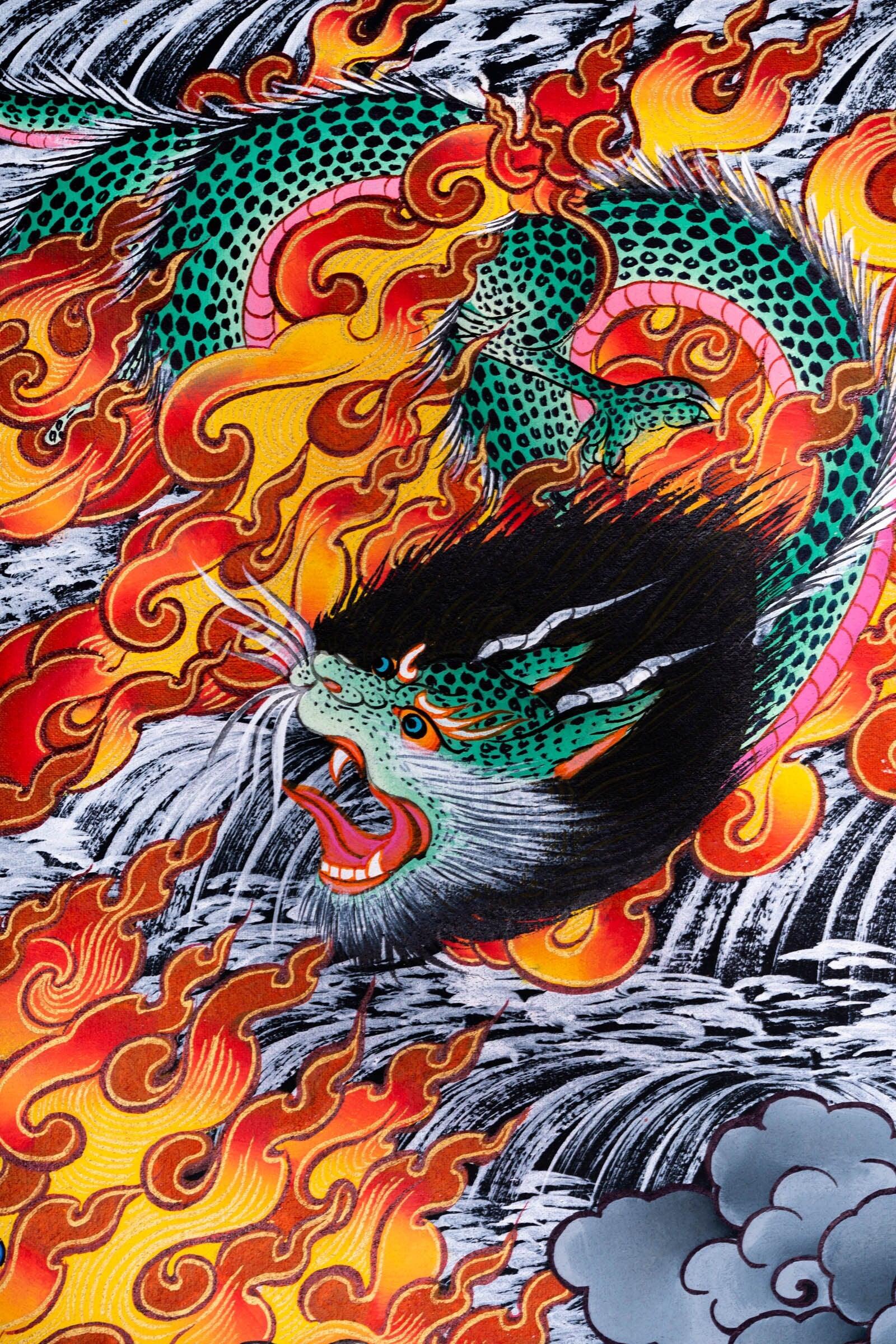 Thangka painting of Mahakala wrathful form of Avalokiteshvara in Tibetan Buddhism