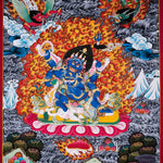 Thangka painting of Mahakala wrathful form of Avalokiteshvara in Tibetan Buddhism for wall hanging