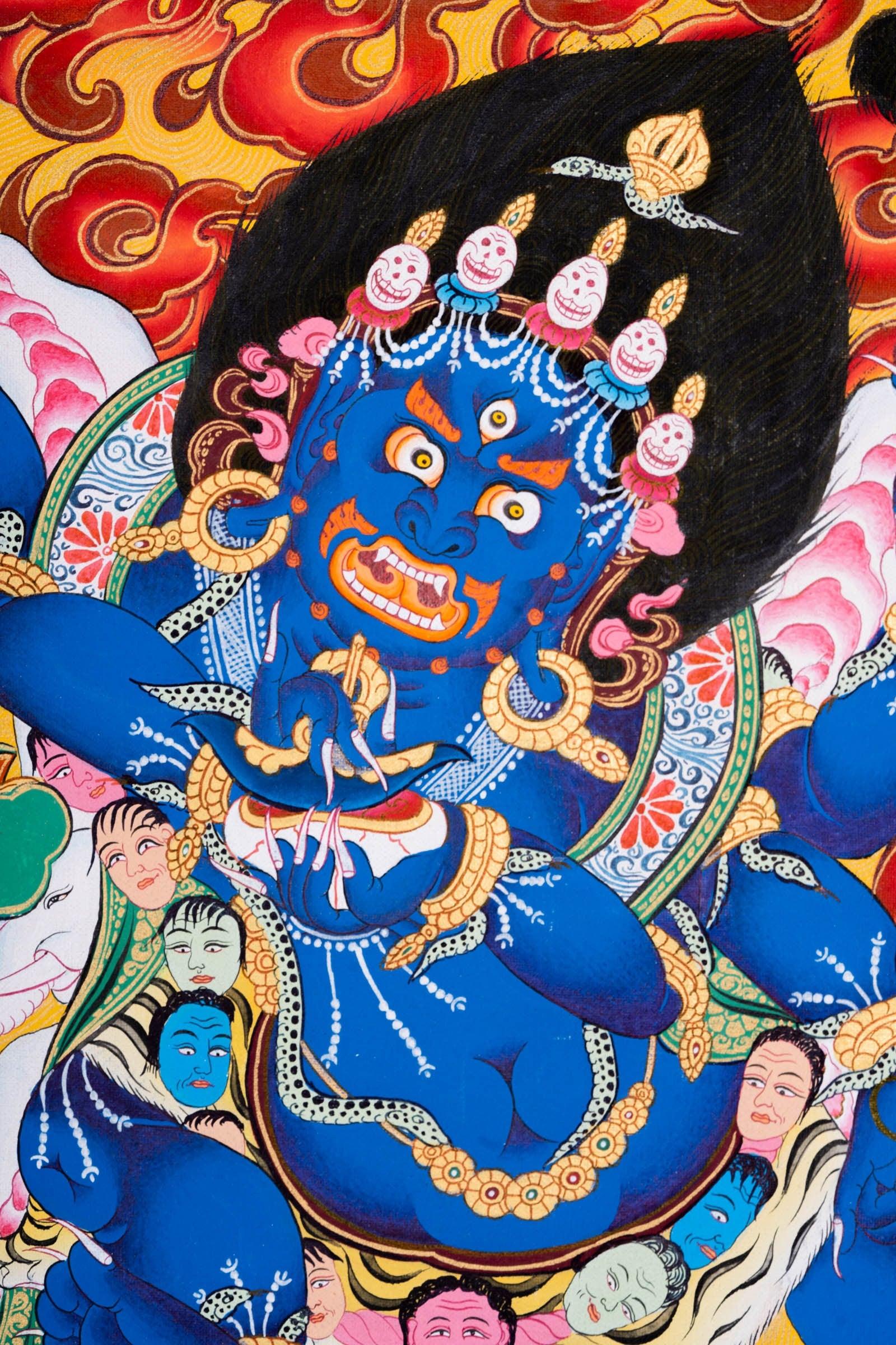 6 arm Mahakala Thangka Painting - Himalayas Shop