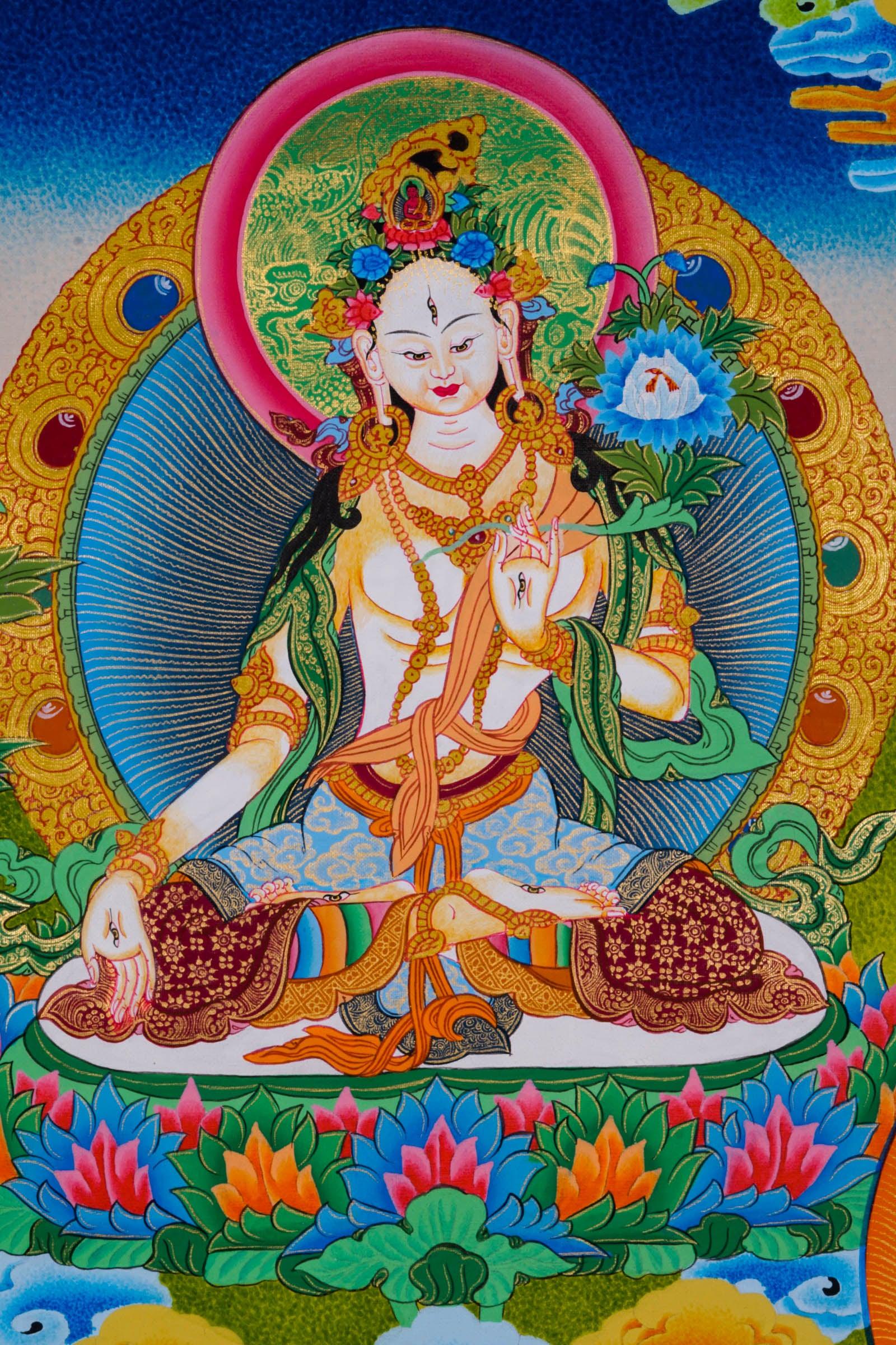 Thangka Painting of White Tara - Himalayas Shop