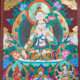 White Tara (Female Bodhisattva) Handpainted Thangka Painting - Himalayas Shop