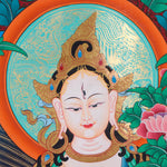 White Tara (Female Bodhisattva) Handpainted Thangka Painting - Himalayas Shop