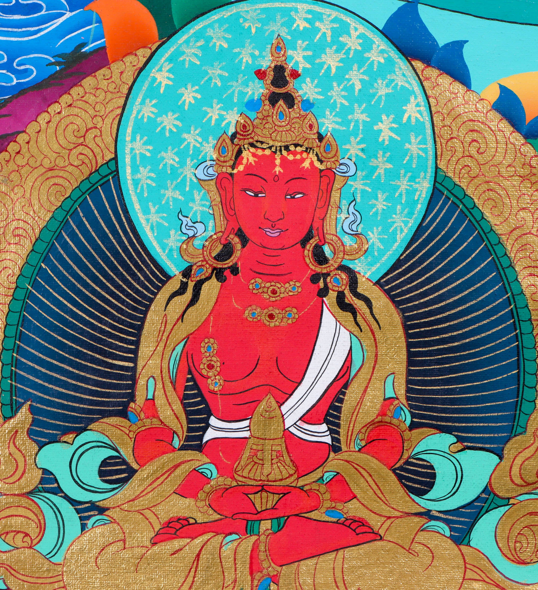 White Tara (Female Bodhisattva) Handpainted Thangka Painting - Himalayas Shop