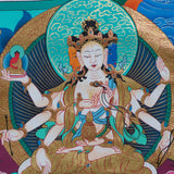 White Tara (Female Bodhisattva) Handpainted Thangka Painting - Himalayas Shop