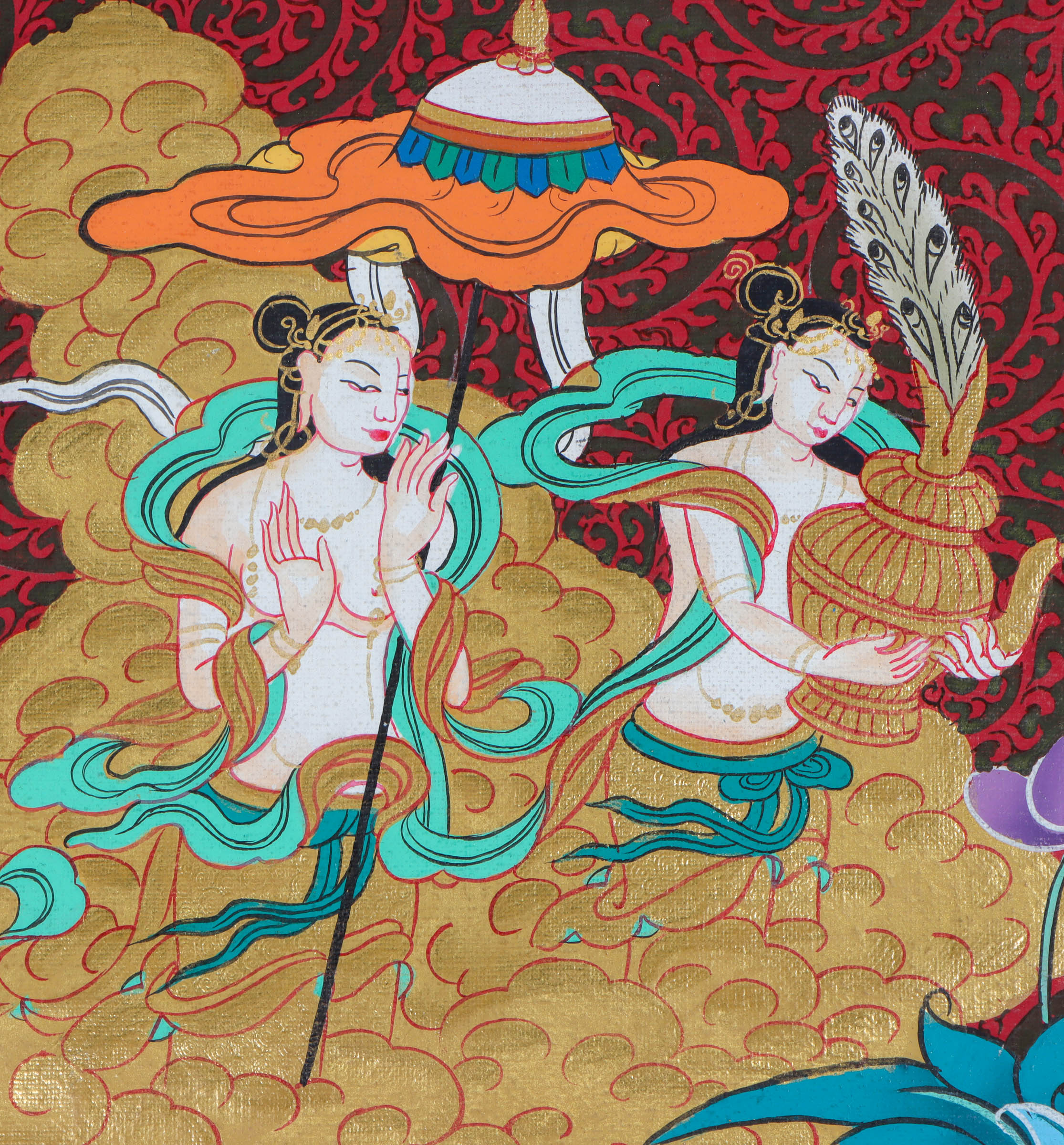 White Tara (Female Bodhisattva) Handpainted Thangka Painting - Himalayas Shop