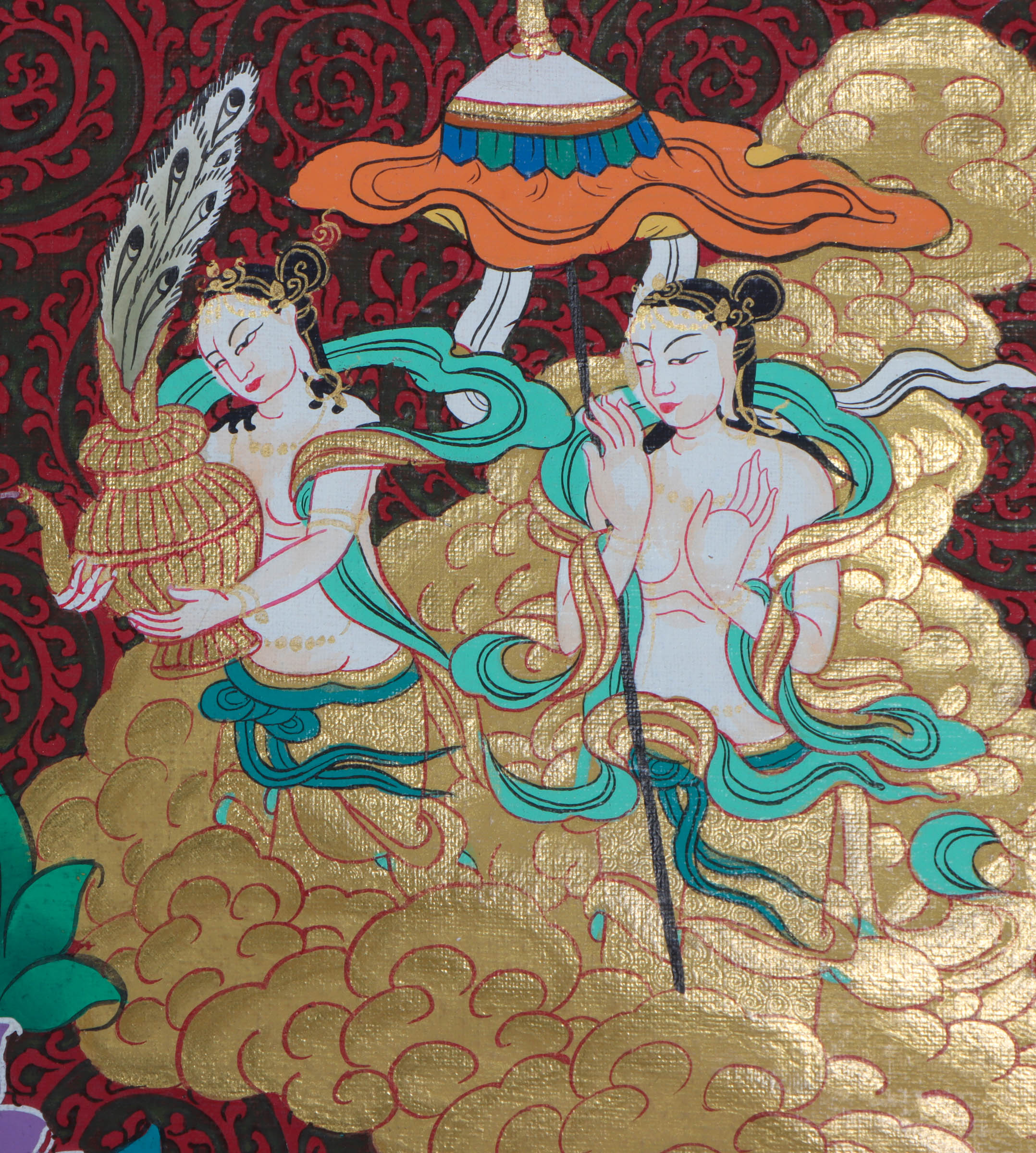 White Tara (Female Bodhisattva) Handpainted Thangka Painting - Himalayas Shop