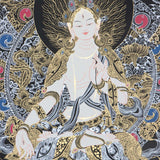 Seven Eyes Bodhisattva - White Tara thangka painting - Himalayas Shop