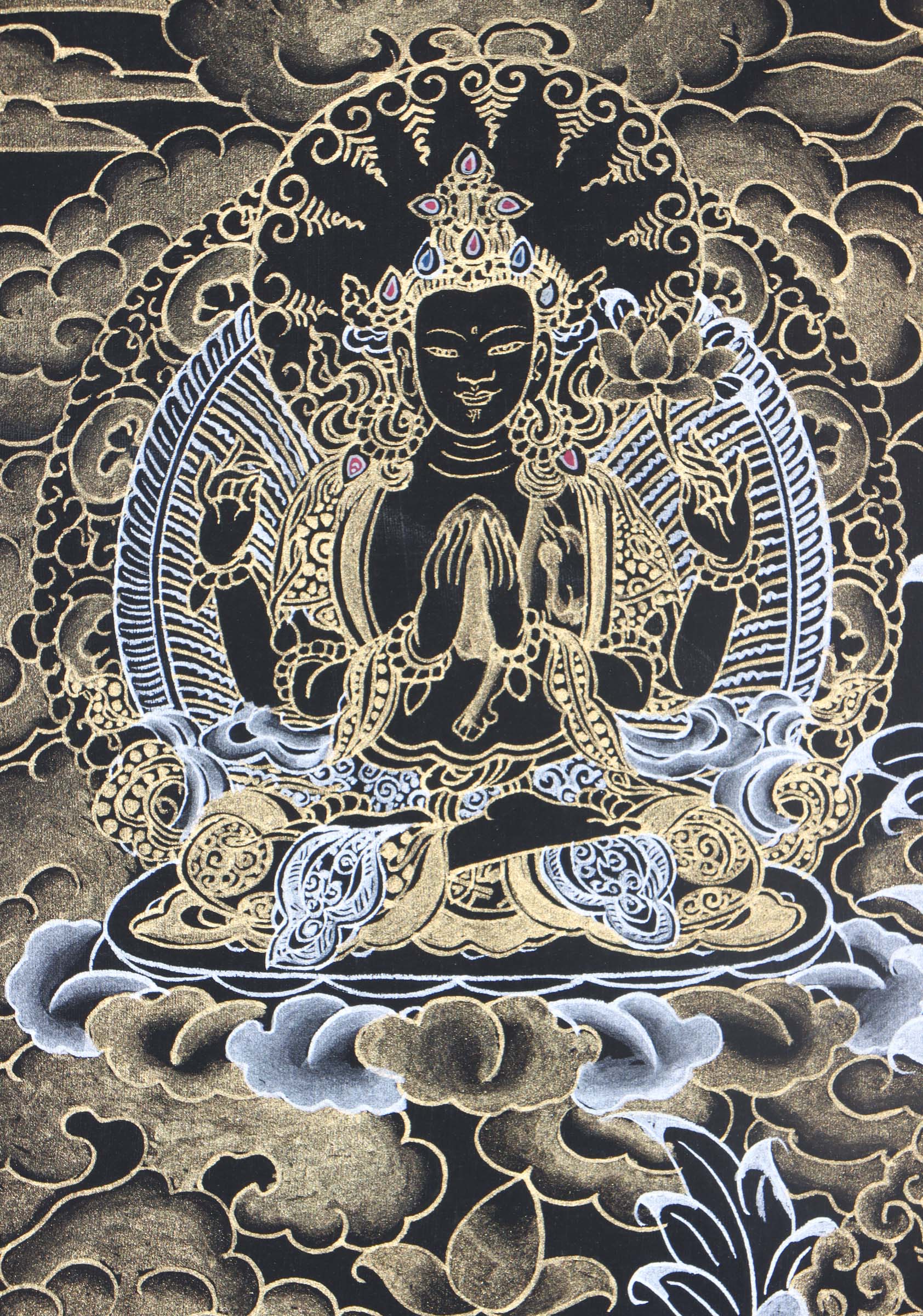 Seven Eyes Bodhisattva - White Tara thangka painting - Himalayas Shop