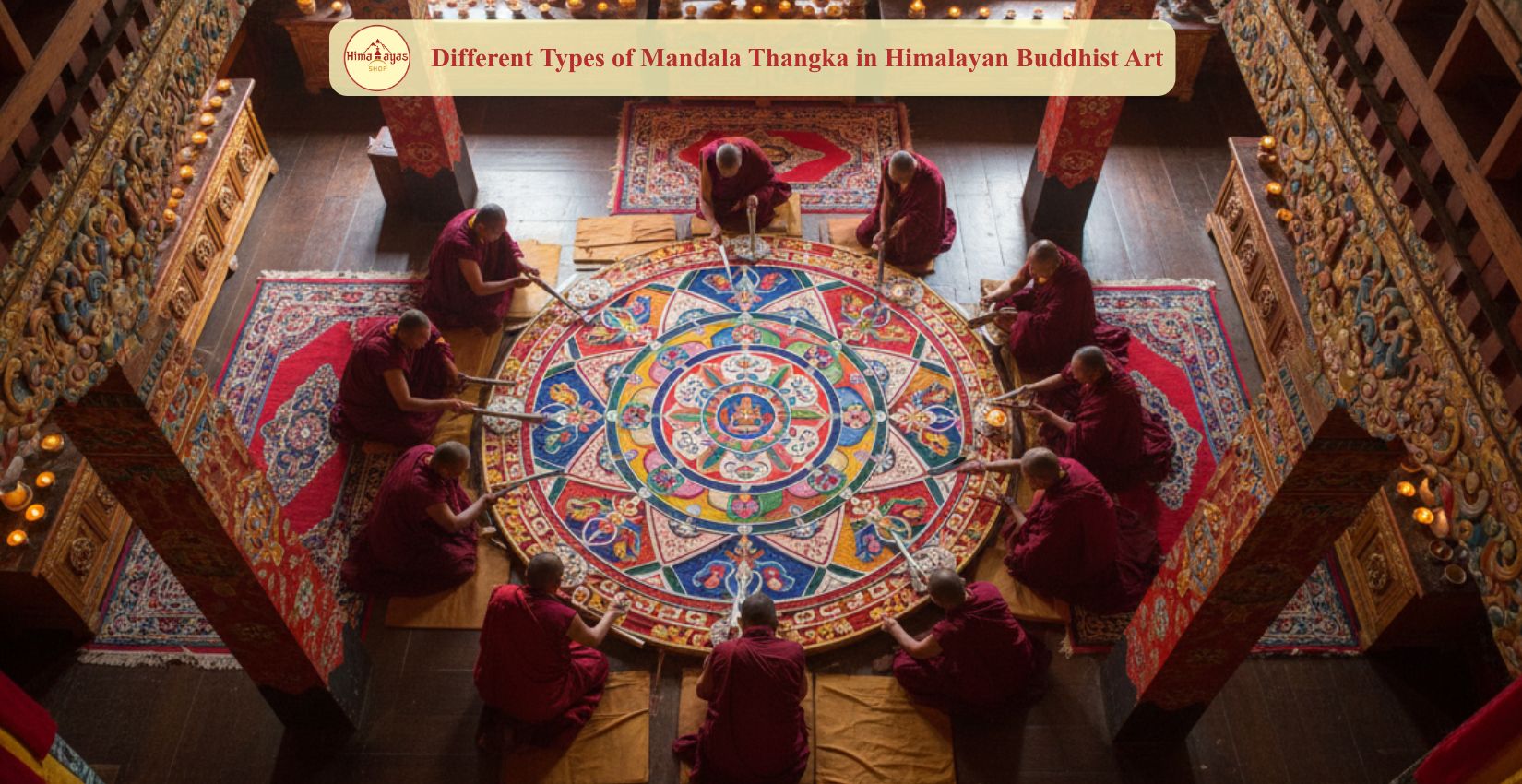Buddhist Monks making mandala in a  traditional way.