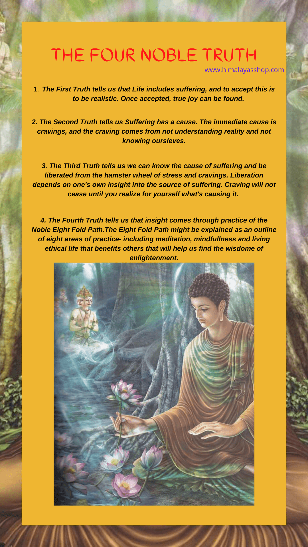 THE FOUR NOBLE TRUTHS | BUDDHA TEACHING – Himalayas Shop