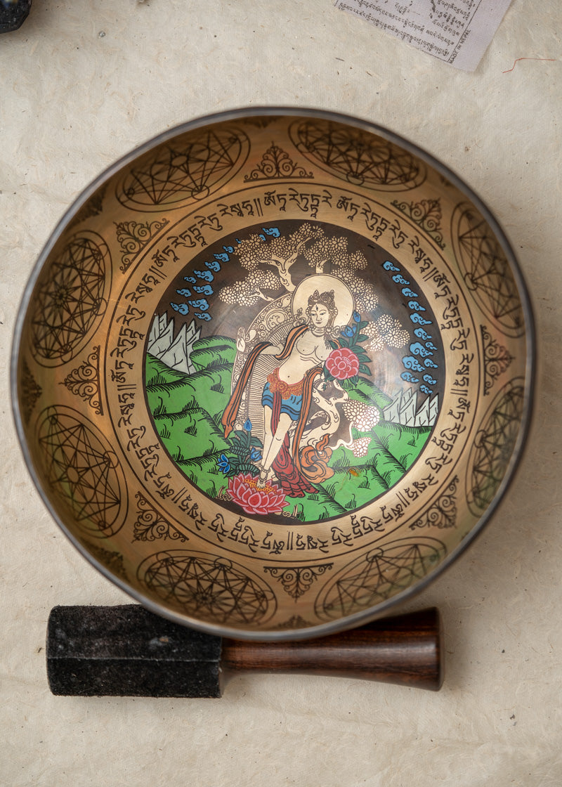 White Tara Singing Bowl for Meditation and Healing