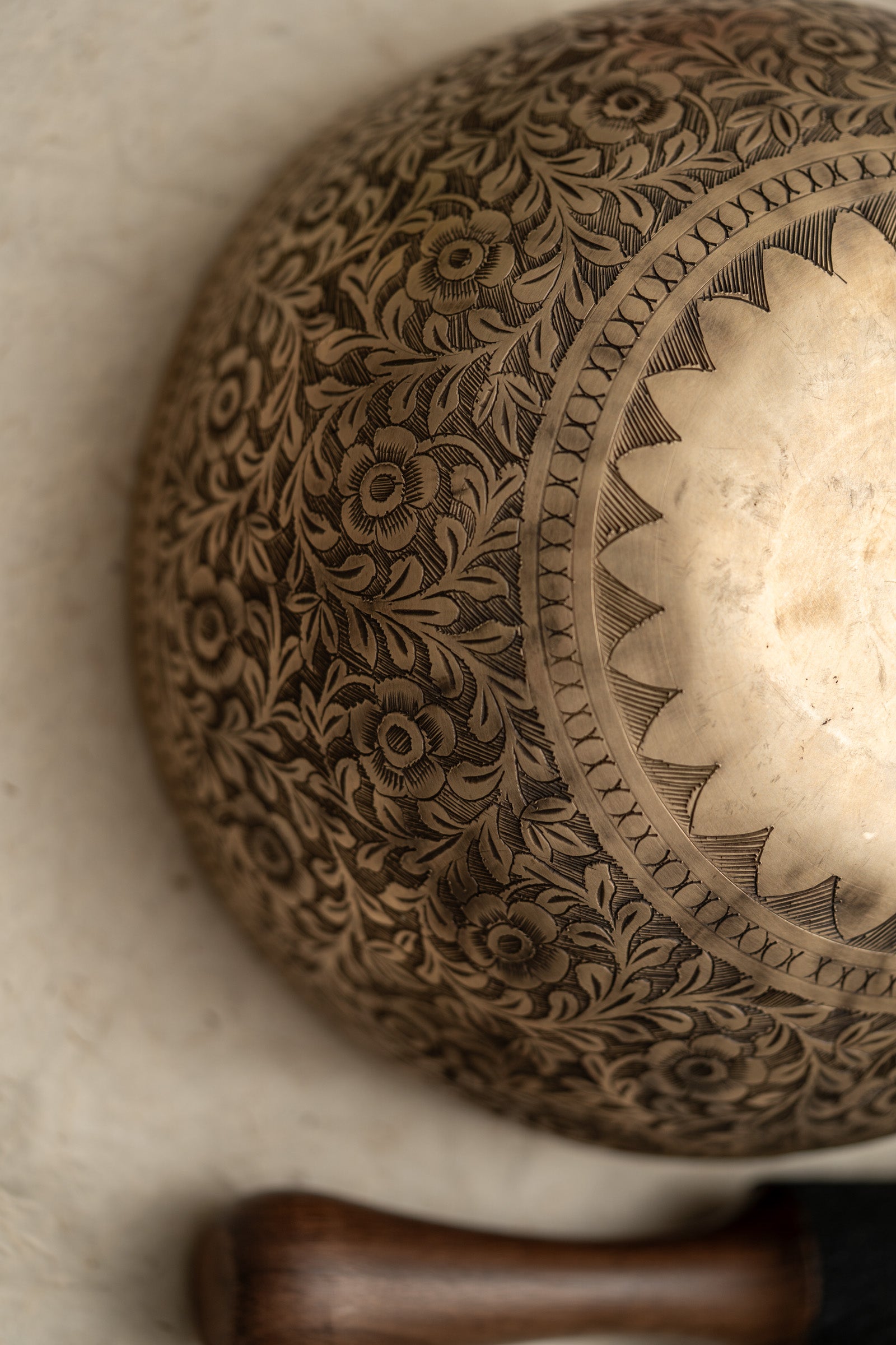 Floral Carved Singing Bowl  - Tibetan Sound Healing Bowl