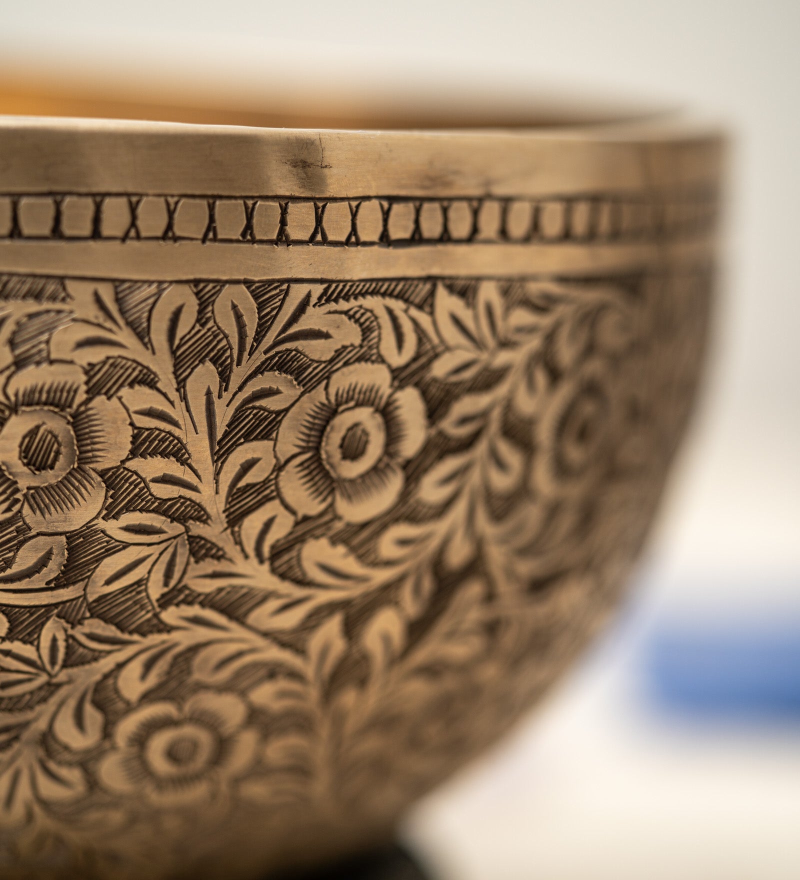 Floral Carved Singing Bowl  - Tibetan Sound Healing Bowl