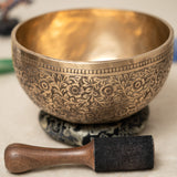 Floral Carved Singing Bowl  - Tibetan Sound Healing Bowl