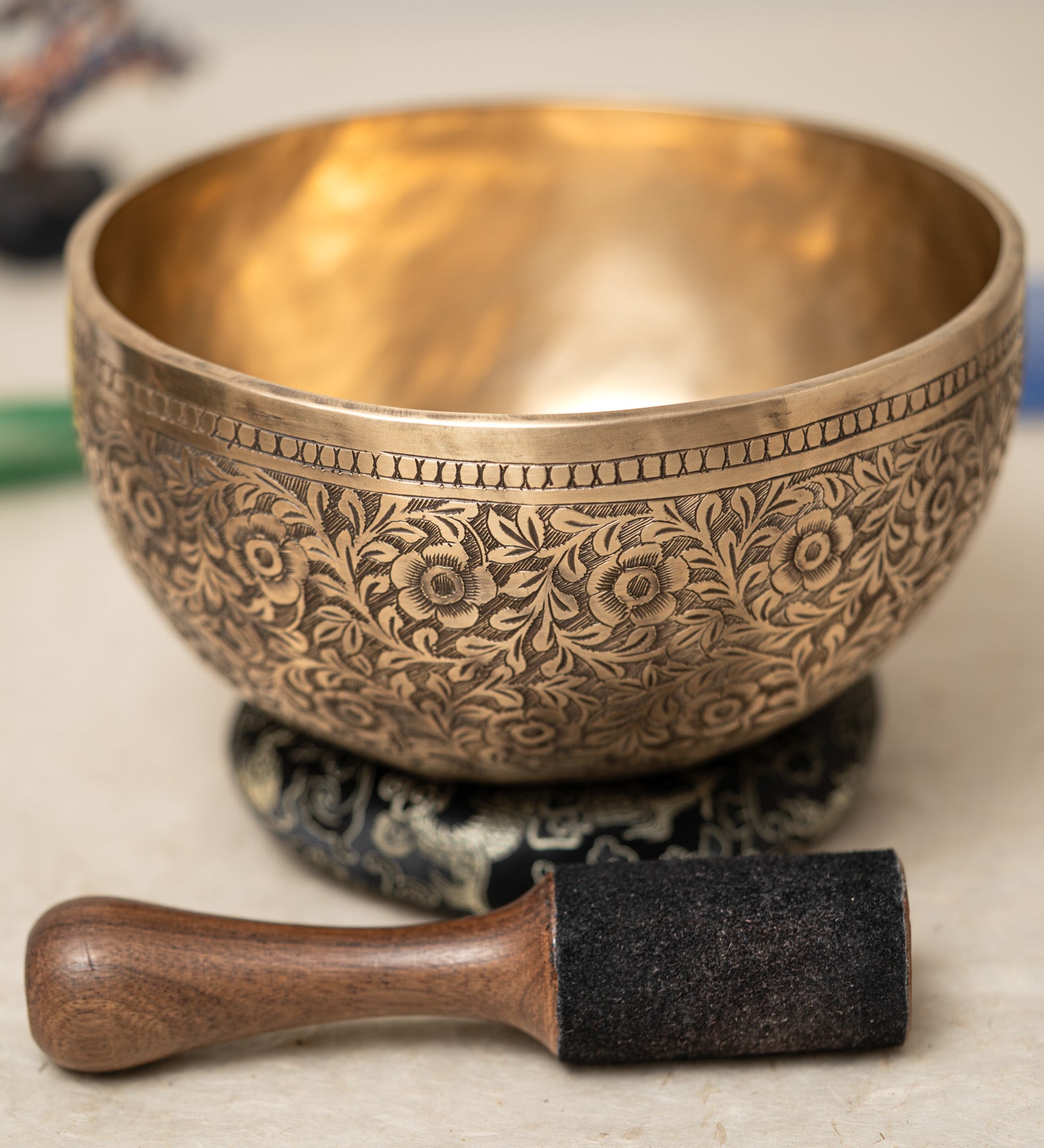 Floral Carved Singing Bowl  - Tibetan Sound Healing Bowl