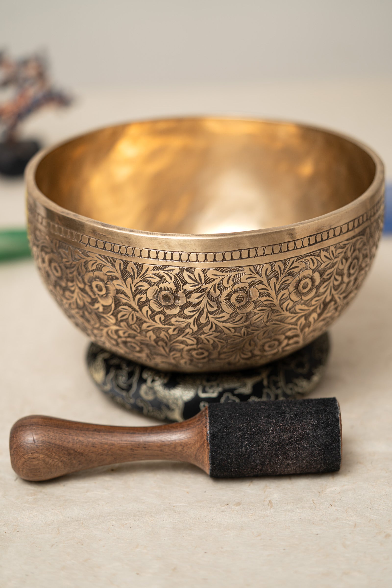 Floral Carved Singing Bowl  - Tibetan Sound Healing Bowl