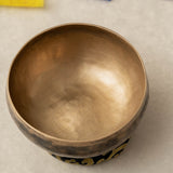 Handmade KOPRE BOWL Himalayan singing bowl from Nepal with G3 Throat Chakra fundamental note and C5 Root Chakra overtone for meditation and sound healing.