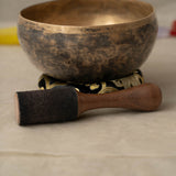 Handmade KOPRE BOWL Himalayan singing bowl from Nepal with G3 Throat Chakra fundamental note and C5 Root Chakra overtone for meditation and sound healing.