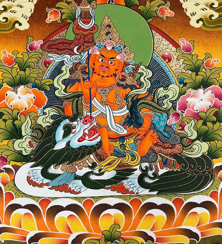 Zambala  on Snow Lion Thangka Painting