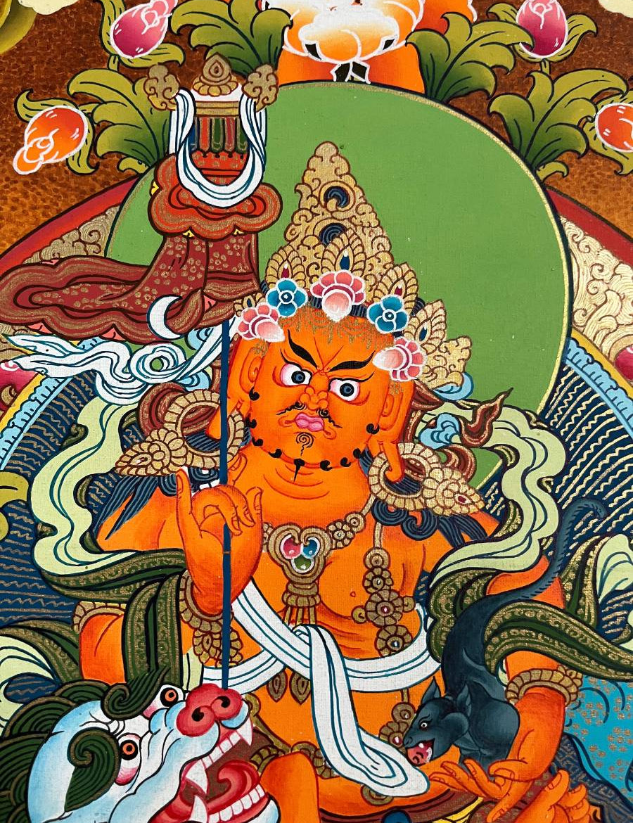 Zambala  on Snow Lion Thangka Painting